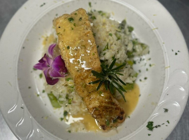 Halibut with Risotto, fine dining in Shelby, NC
